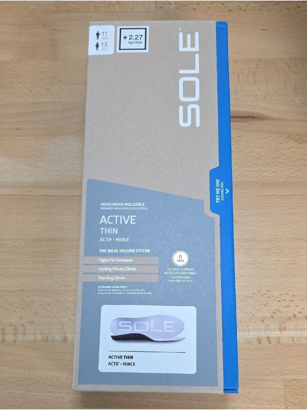 Sole Active Thin Men's Athletic Shoe Insoles - Neutral/Blue 10.5 To 11